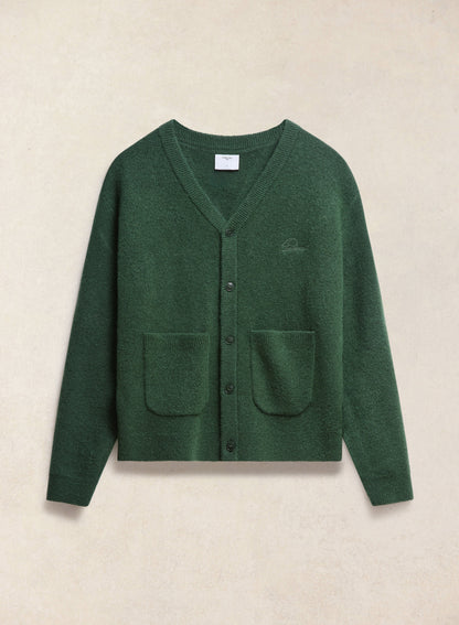 Men's White Glove Mohair Cardigan - Forest Green - Percival | Percival Signature
