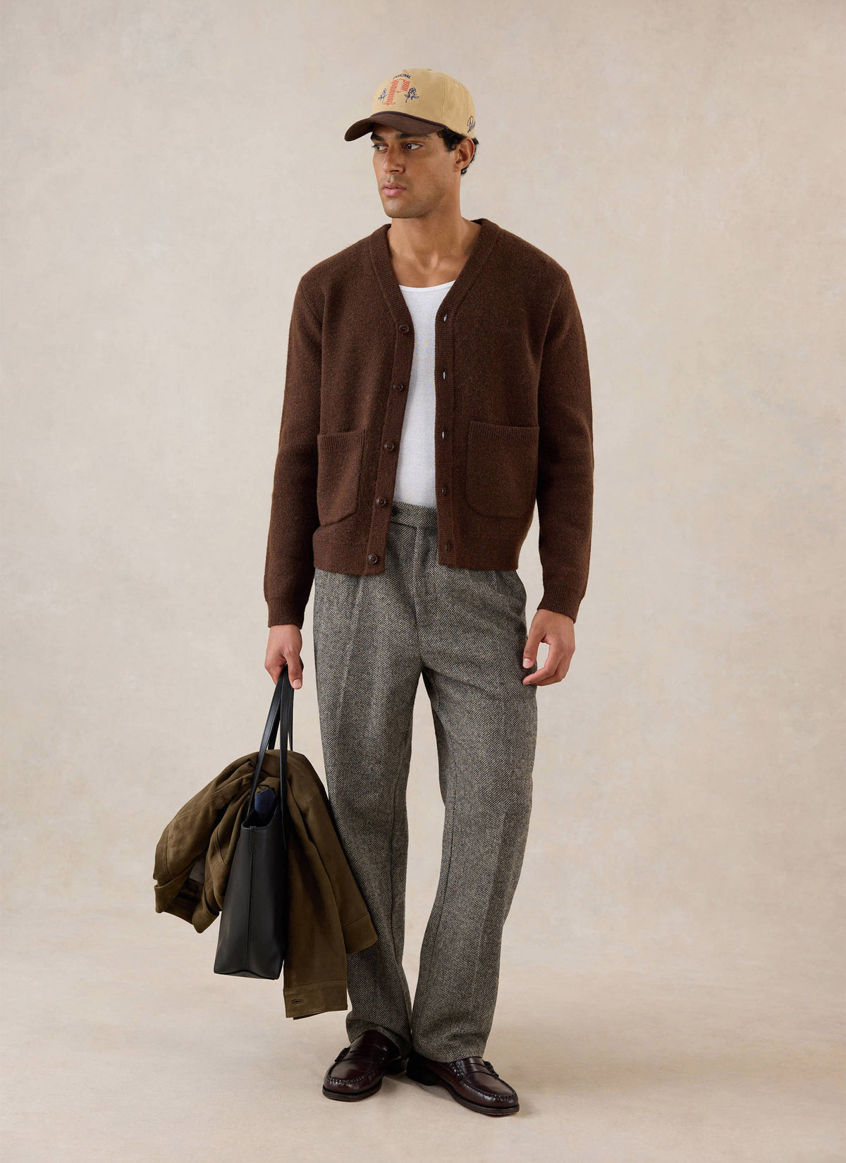 Men's Espresso Cardigan - Mohair Wool - Percival | Percival Featured