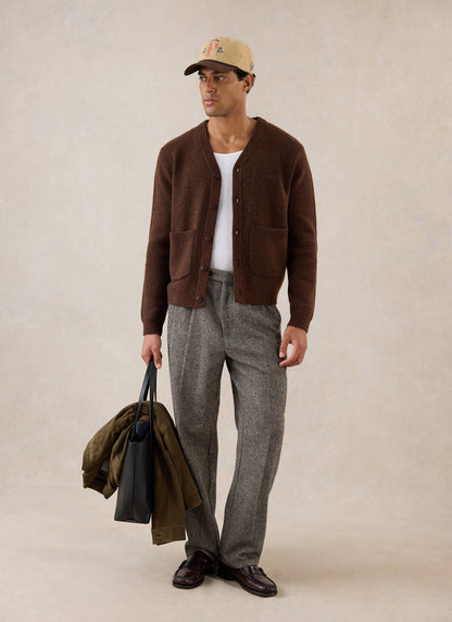 Men's Espresso Cardigan - Mohair Wool - Percival | Percival Featured