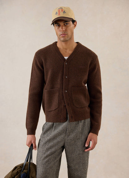 Men's Espresso Cardigan - Mohair Wool - Percival | Percival Featured