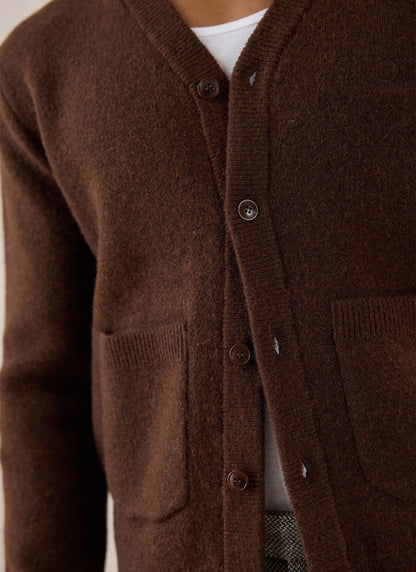 Men's Espresso Cardigan - Mohair Wool - Percival | Percival Featured
