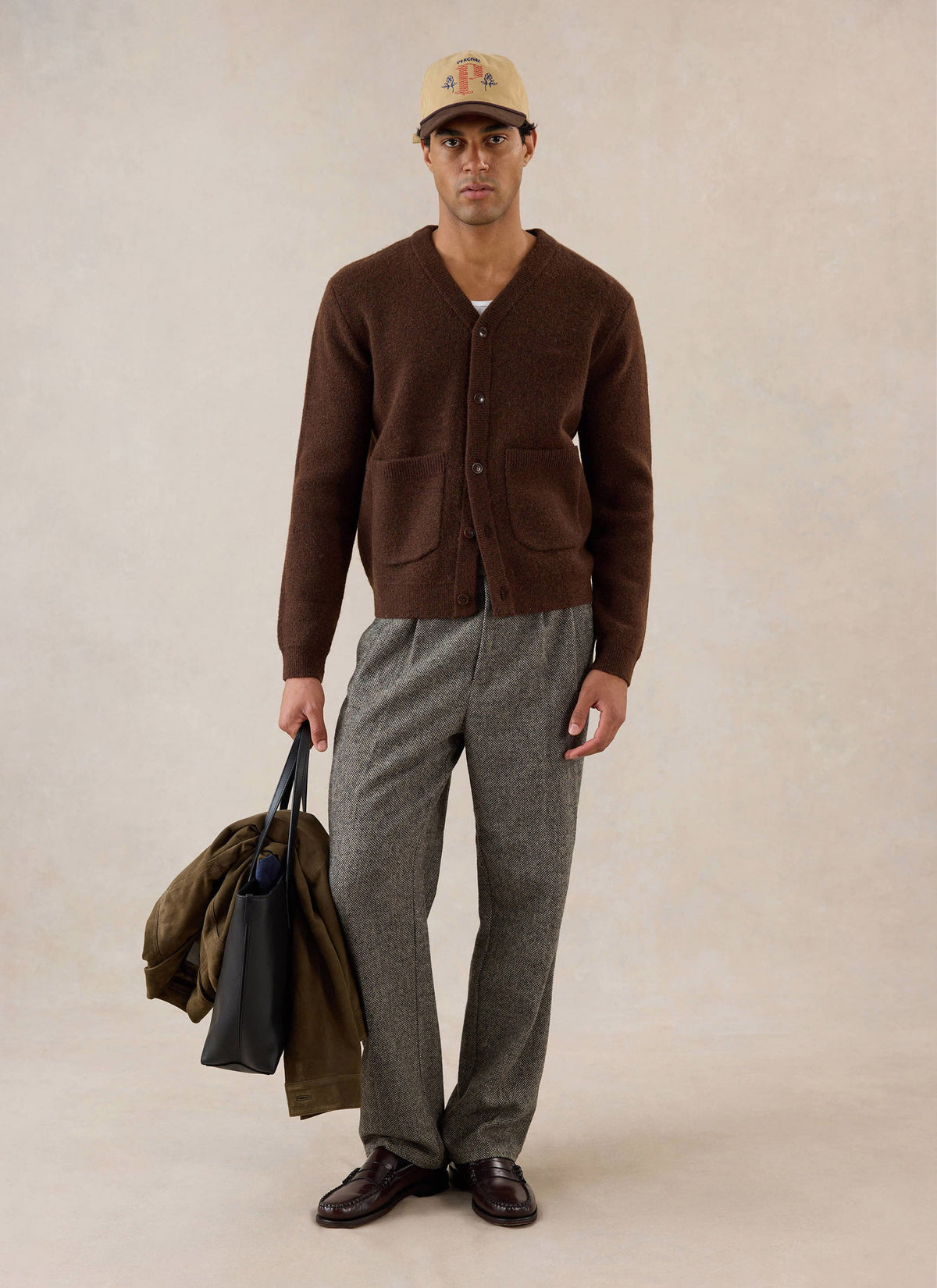 Men's Espresso Cardigan - Mohair Wool - Percival | Percival Featured