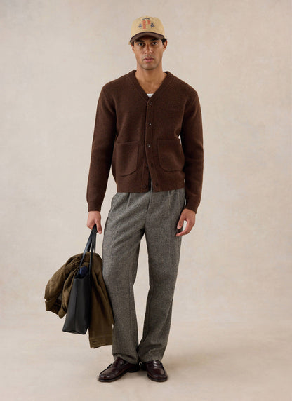 Men's Espresso Cardigan - Mohair Wool - Percival | Percival Featured