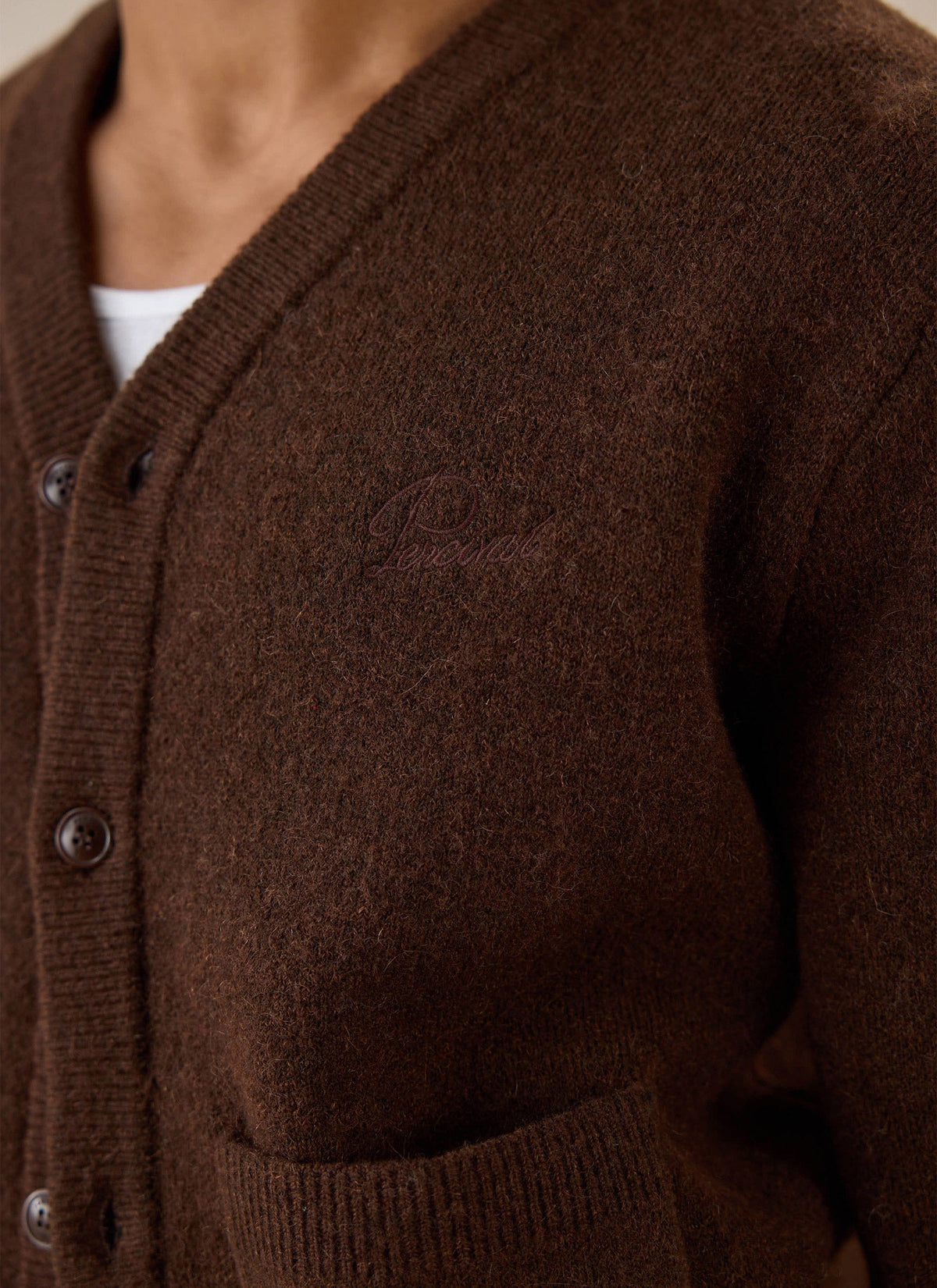Men's Espresso Cardigan - Mohair Wool - Percival | Percival Featured