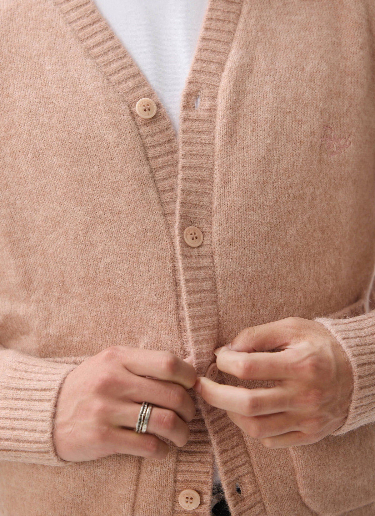 Men's Pink Mohair Cardigan - White Glove | Percival Signature