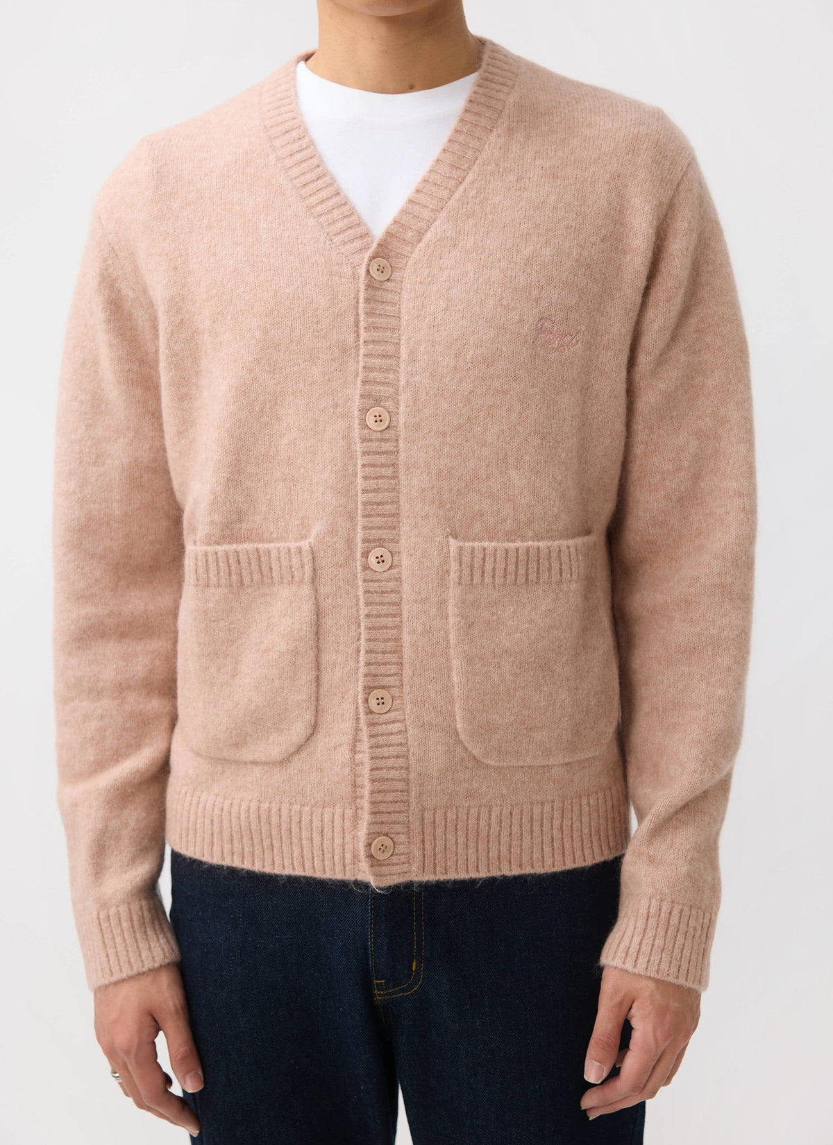 Men's Pink Mohair Cardigan - White Glove | Percival Signature