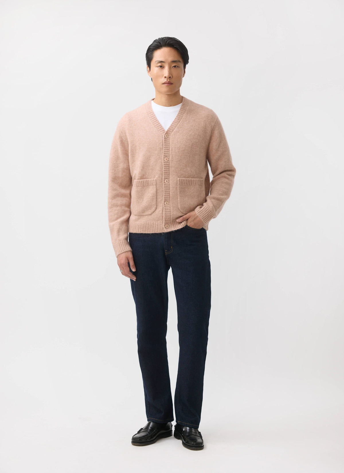 Men's Pink Mohair Cardigan - White Glove | Percival Signature