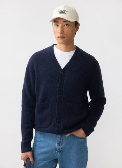 Men's Navy Mohair Cardigan - White Glove | Percival Signature