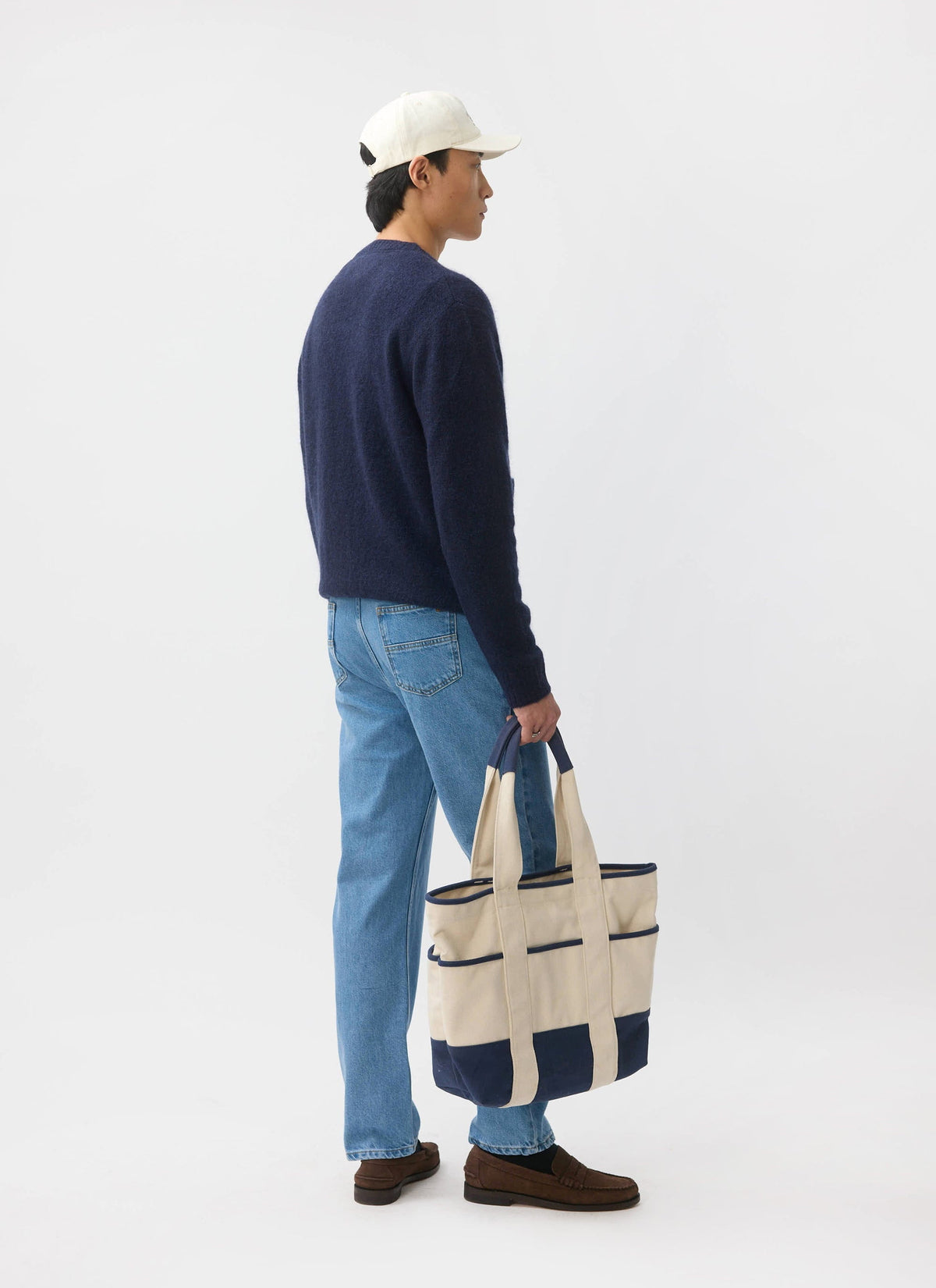 Men's Navy Mohair Cardigan - White Glove | Percival Signature