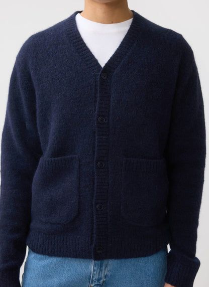 Men's Navy Mohair Cardigan - White Glove | Percival Signature