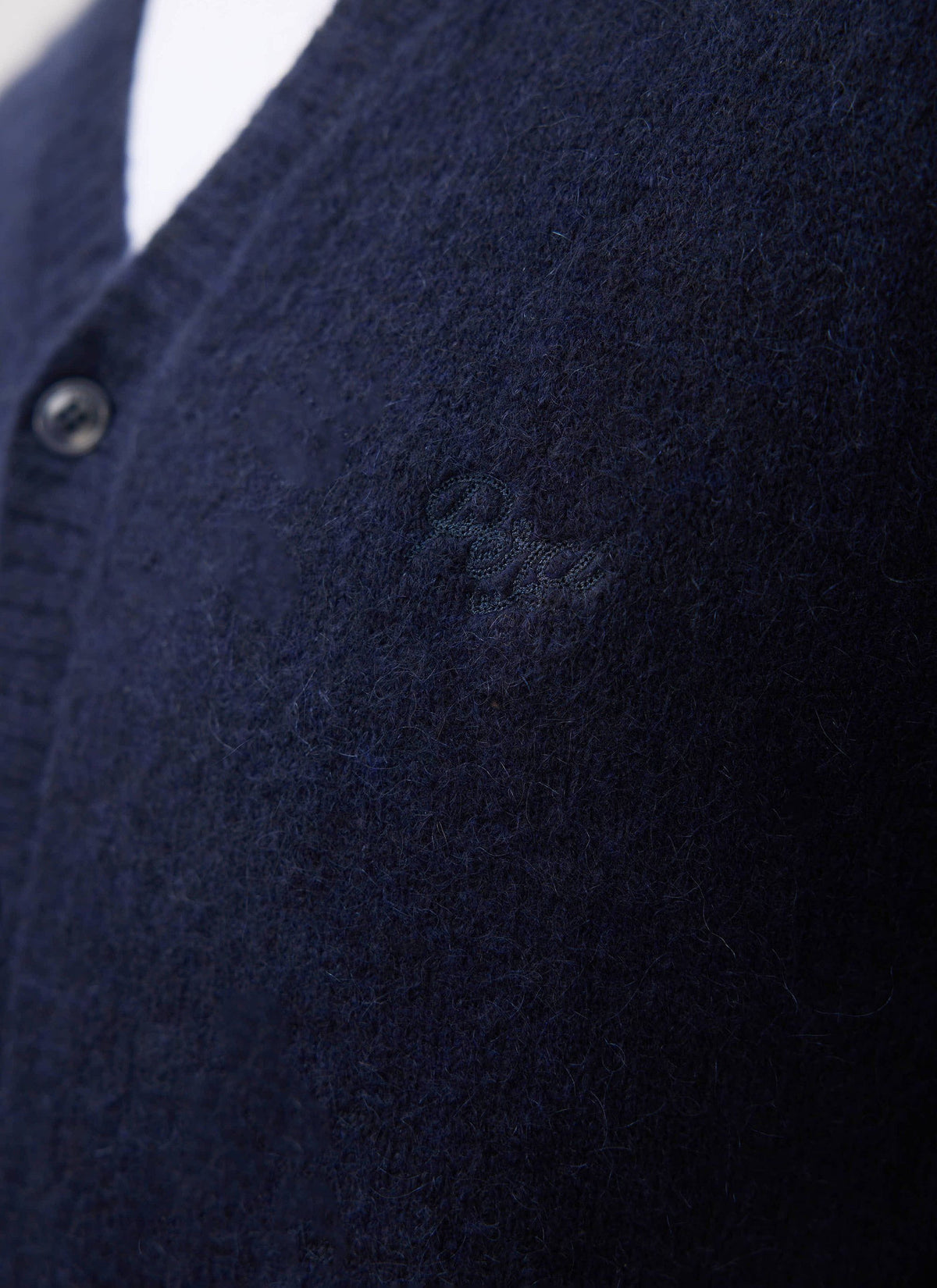 Men's Navy Mohair Cardigan - White Glove | Percival Signature