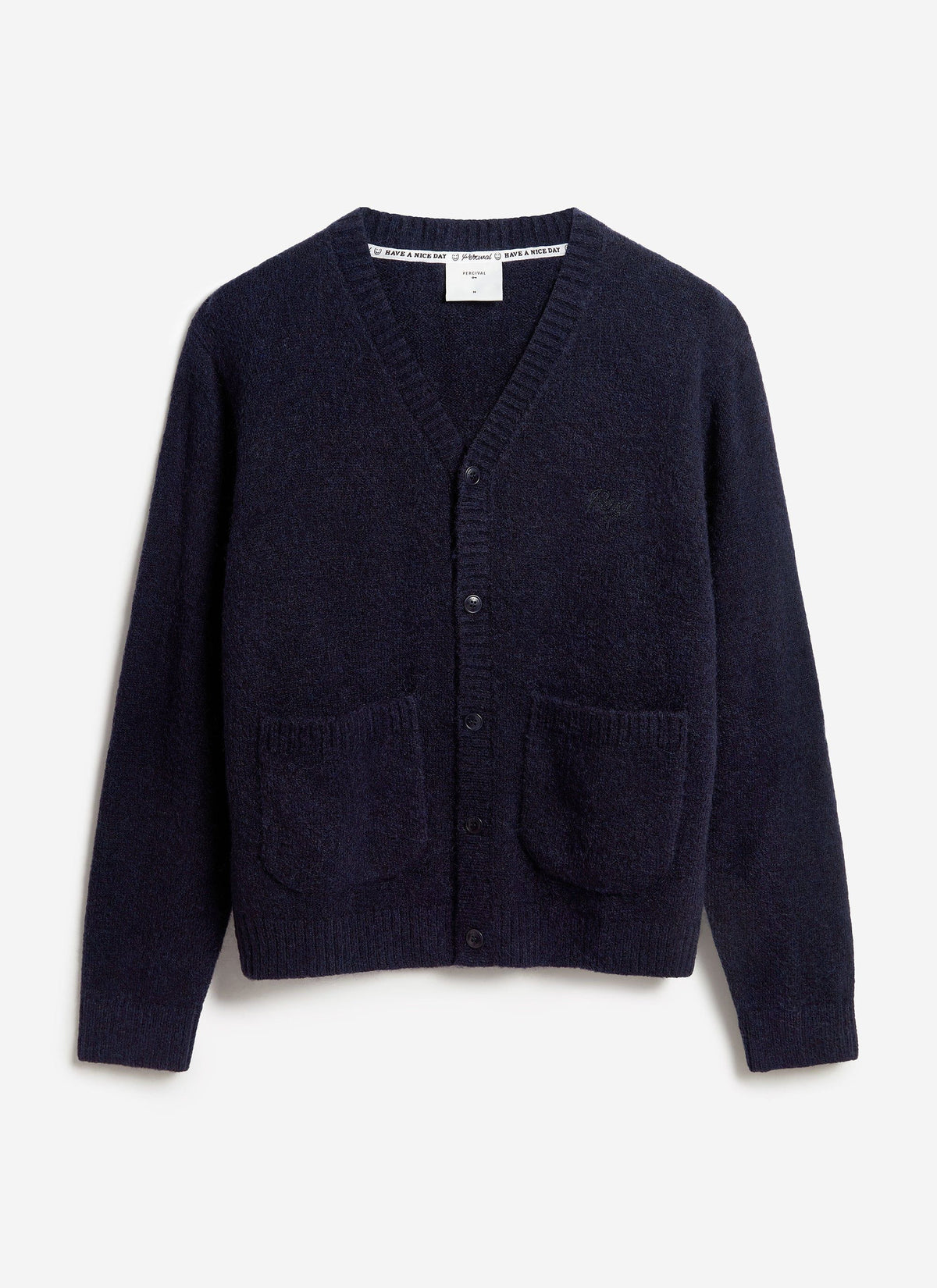 Men's Navy Mohair Cardigan - White Glove | Percival Signature