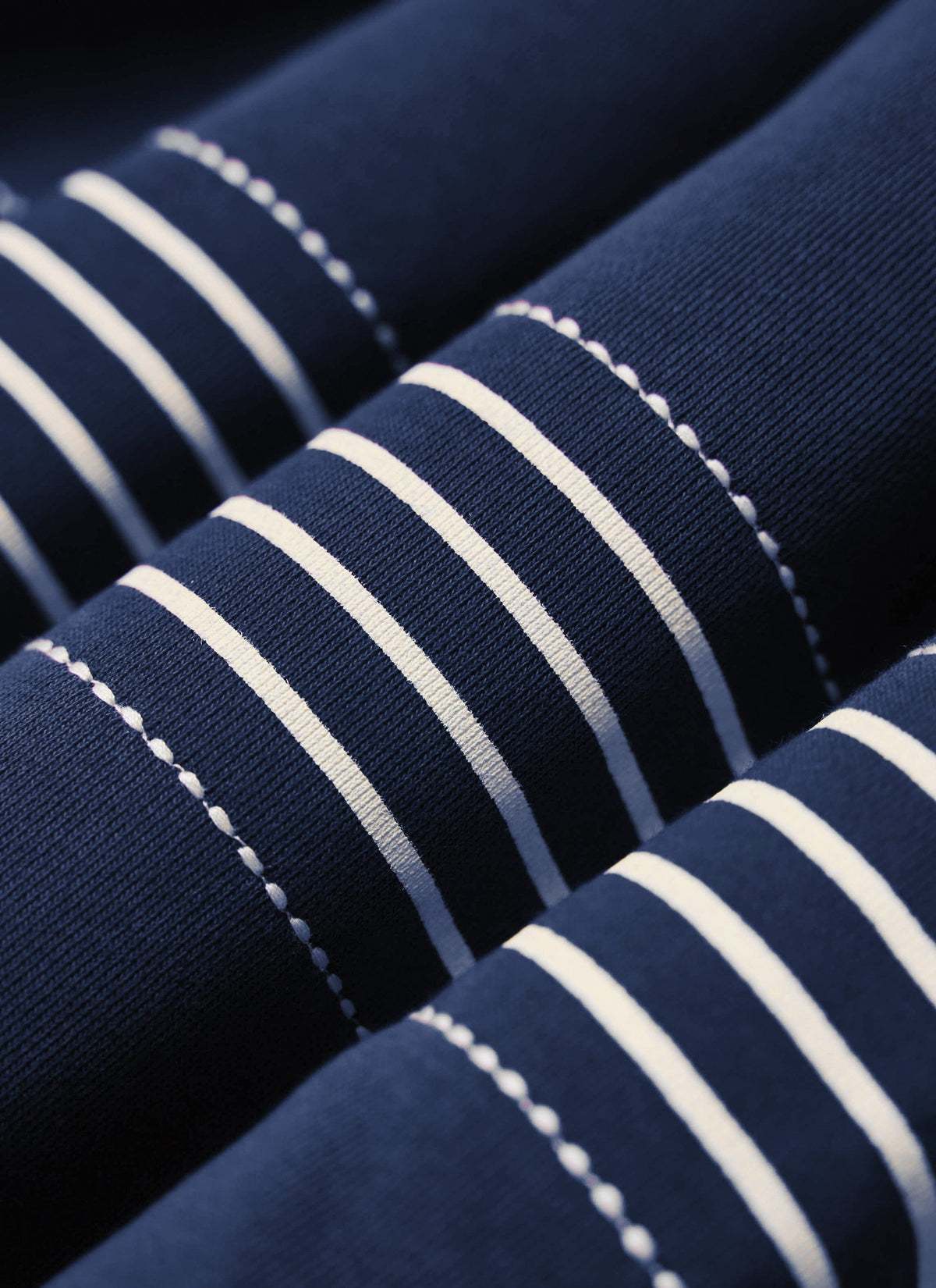 Men's Long Sleeve Rugby Polo​: Editor Striped - Cotton - Navy | Percival Trending