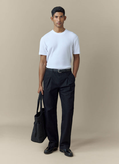 Men's Double Pleated Trousers - Seb - Straight Leg - Black | Percival Everyday