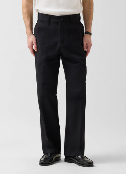 Men's Wide Leg Chino - Cotton - Black | Percival New