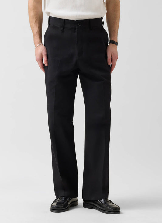 Men's Wide Leg Chino - Cotton - Black | Percival New