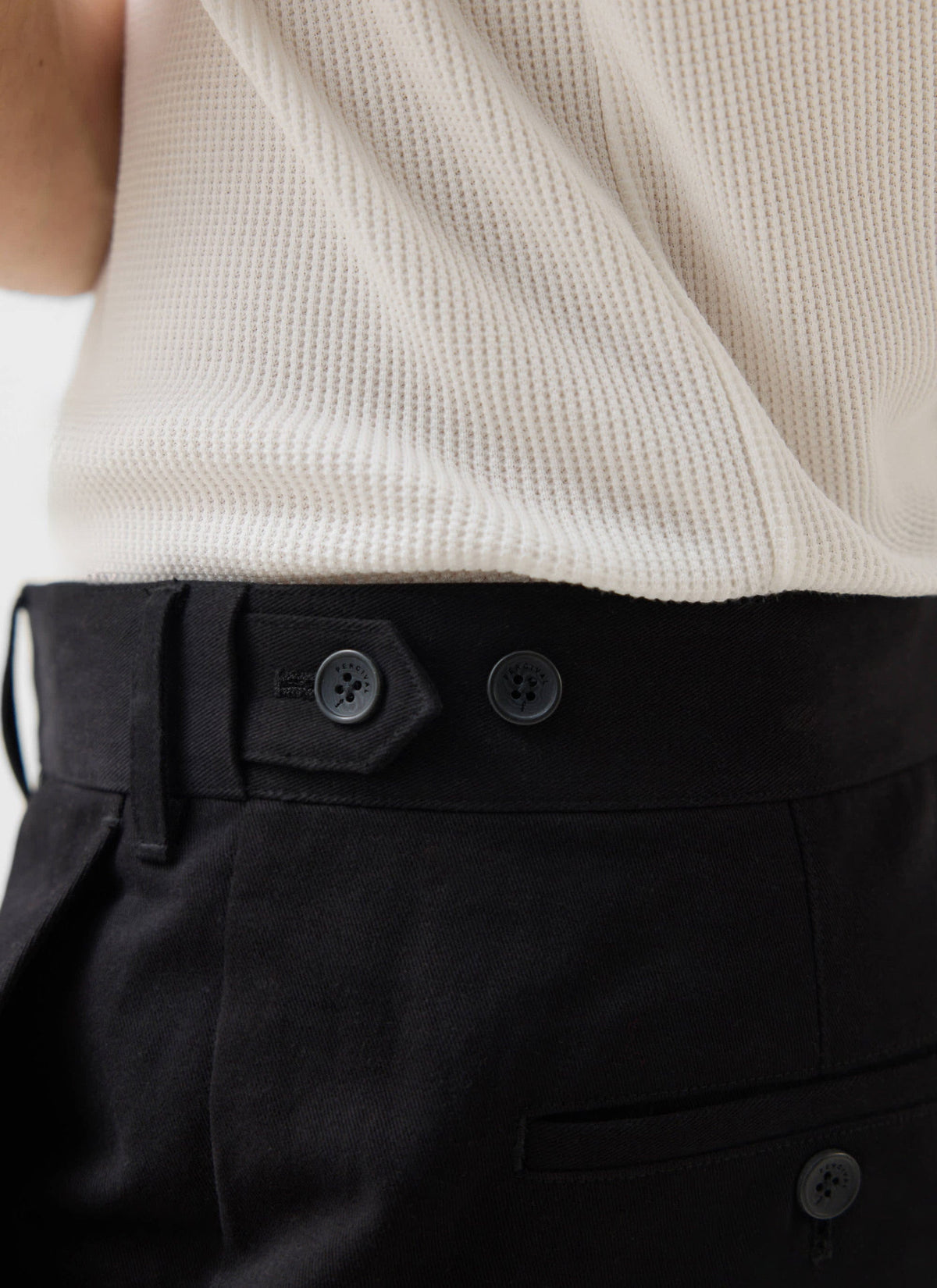 Men's Wide Leg Chino - Cotton - Black | Percival New