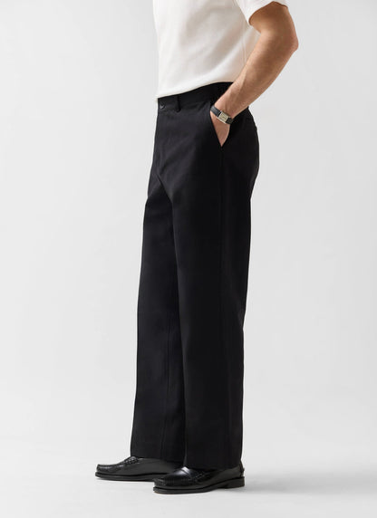 Men's Wide Leg Chino - Cotton - Black | Percival New