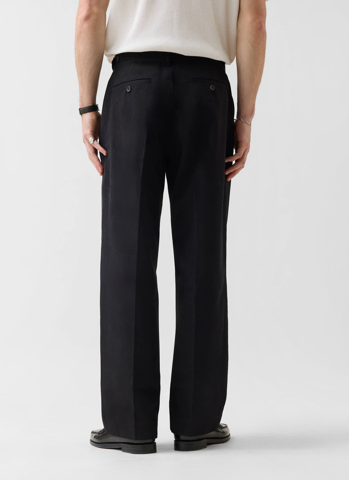 Men's Wide Leg Chino - Cotton - Black | Percival New