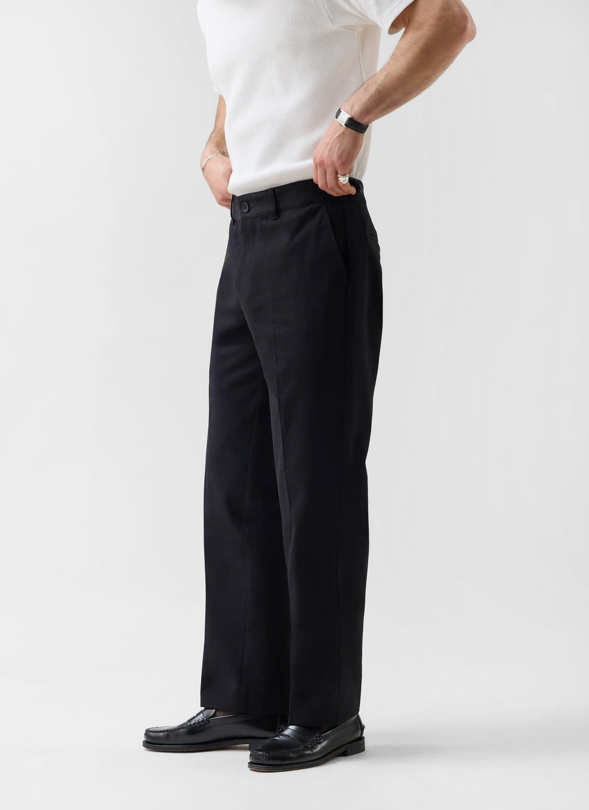 Men's Straight Leg Chino - Cotton - Black | Percival Smart Buy