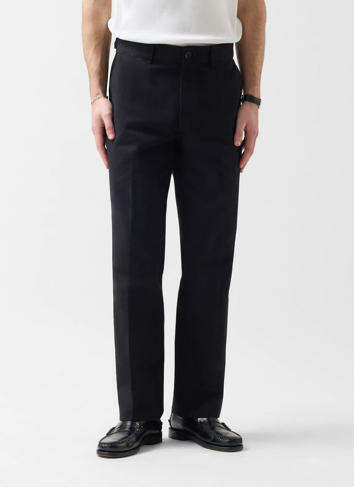 Men's Straight Leg Chino - Cotton - Black | Percival Smart Buy