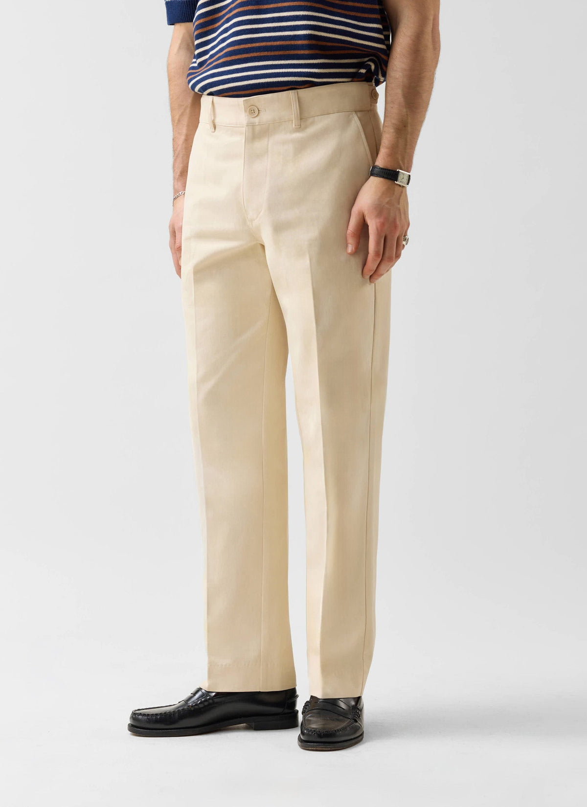 Men's Straight Leg Chino - Cotton - Ecru Cream | Percival Popular