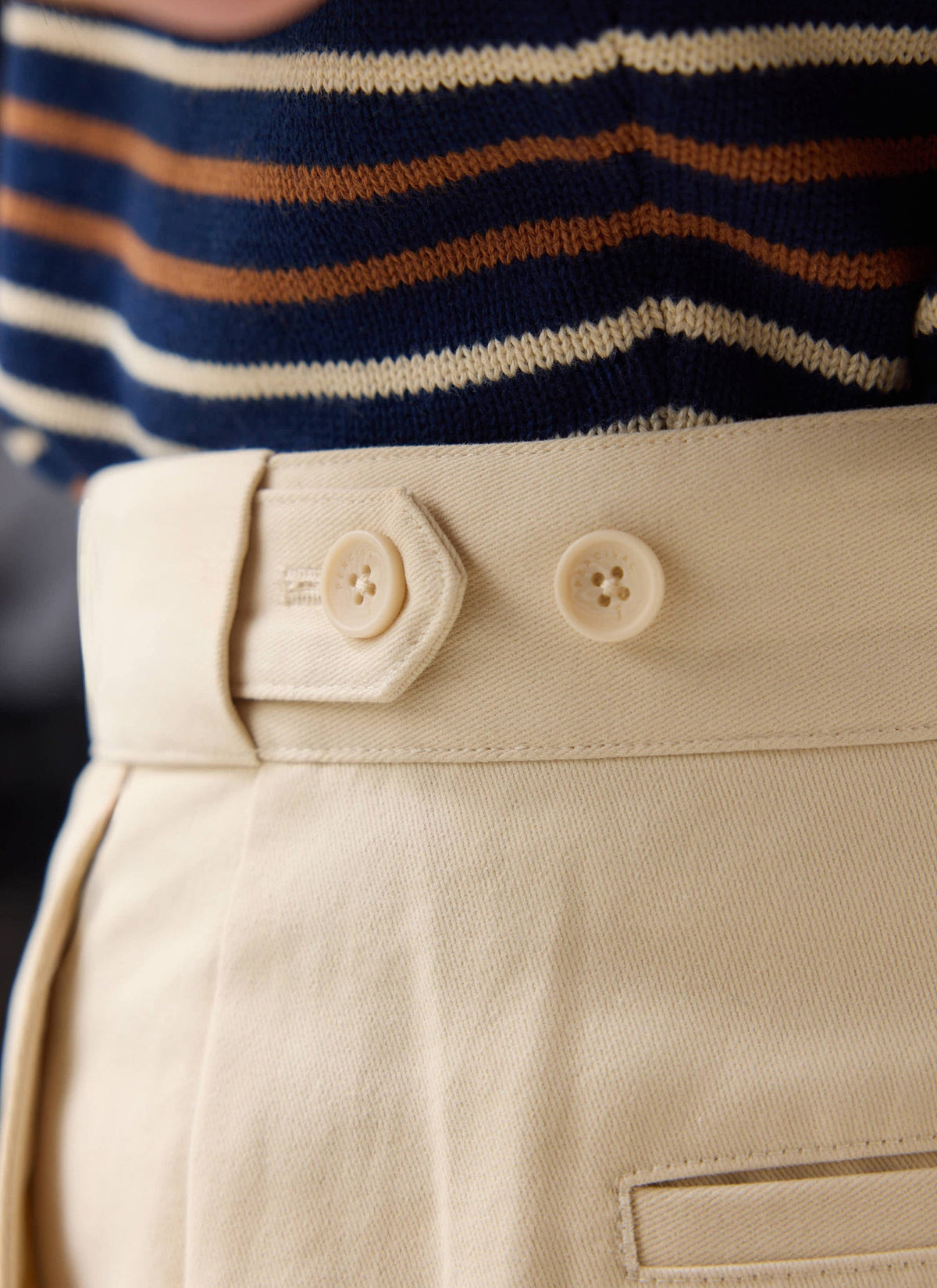 Men's Straight Leg Chino - Cotton - Ecru Cream | Percival Popular