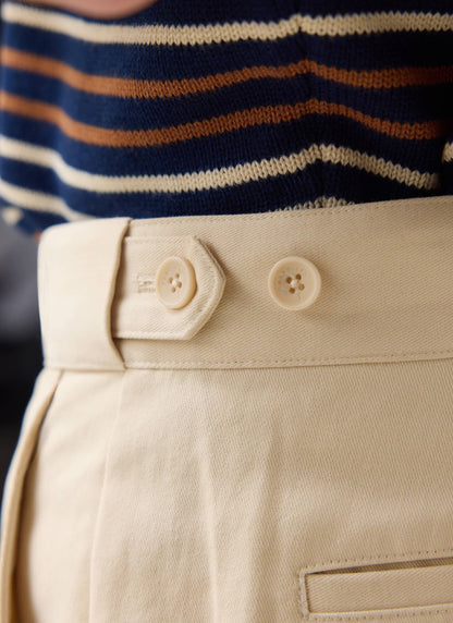 Men's Straight Leg Chino - Cotton - Ecru Cream | Percival Popular