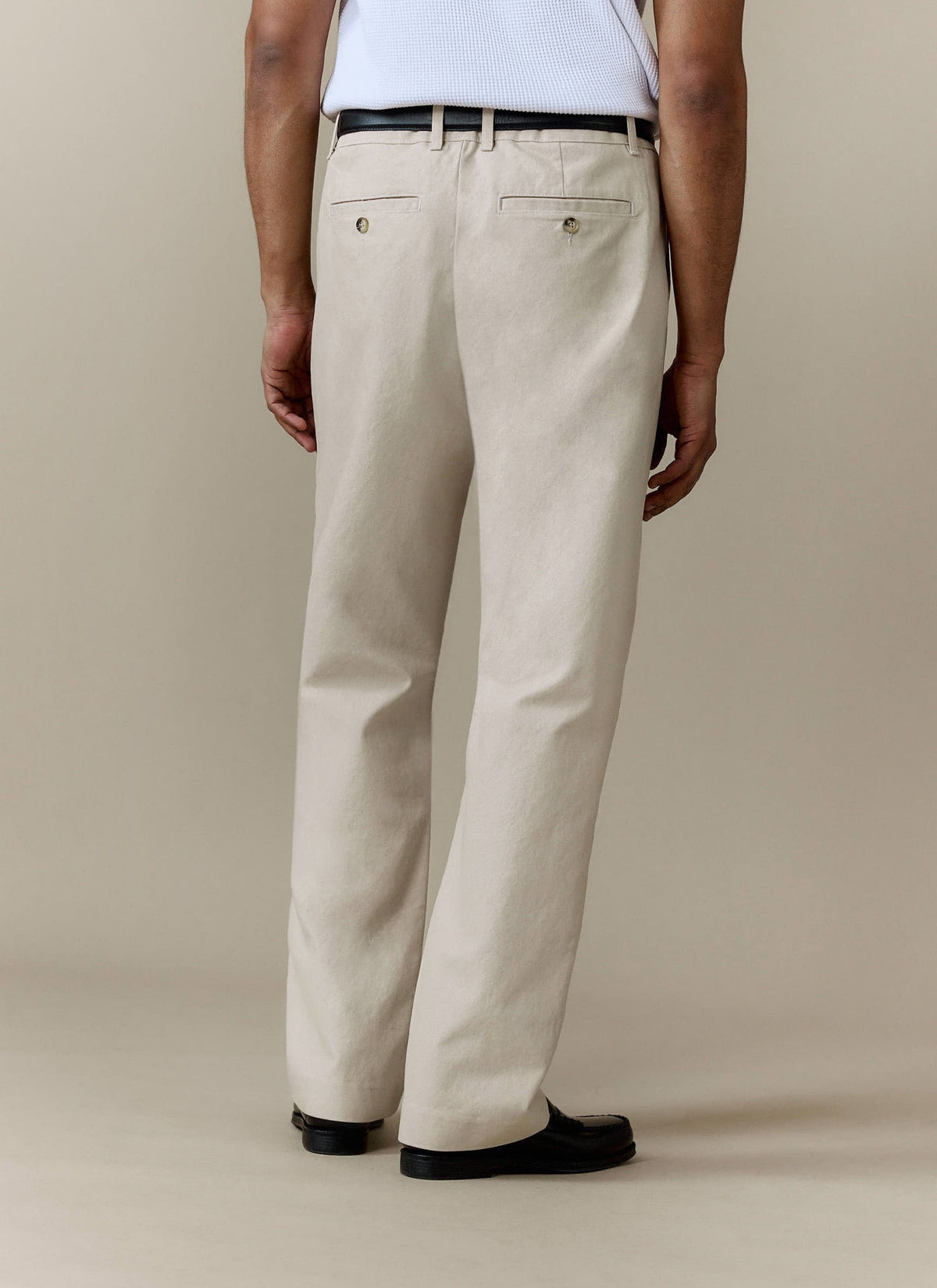 Men's Double Pleated Trousers - Seb - Straight Leg - Cream | Percival Exclusive