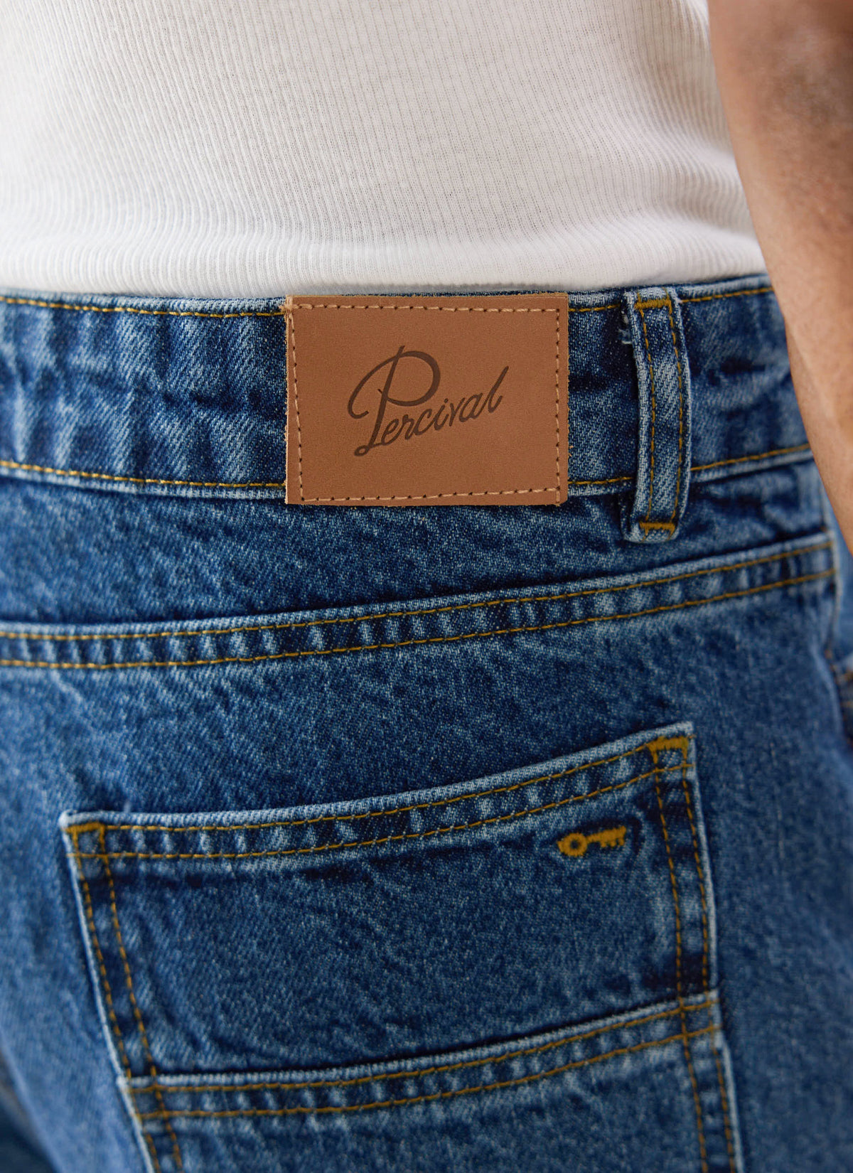 Men's Straight Leg Jeans - Heritage Denim - Cotton - Mid Wash Blue - Percival | Percival Featured