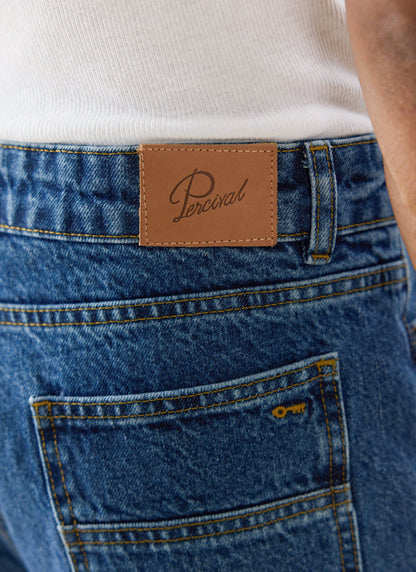 Men's Straight Leg Jeans - Heritage Denim - Cotton - Mid Wash Blue - Percival | Percival Featured