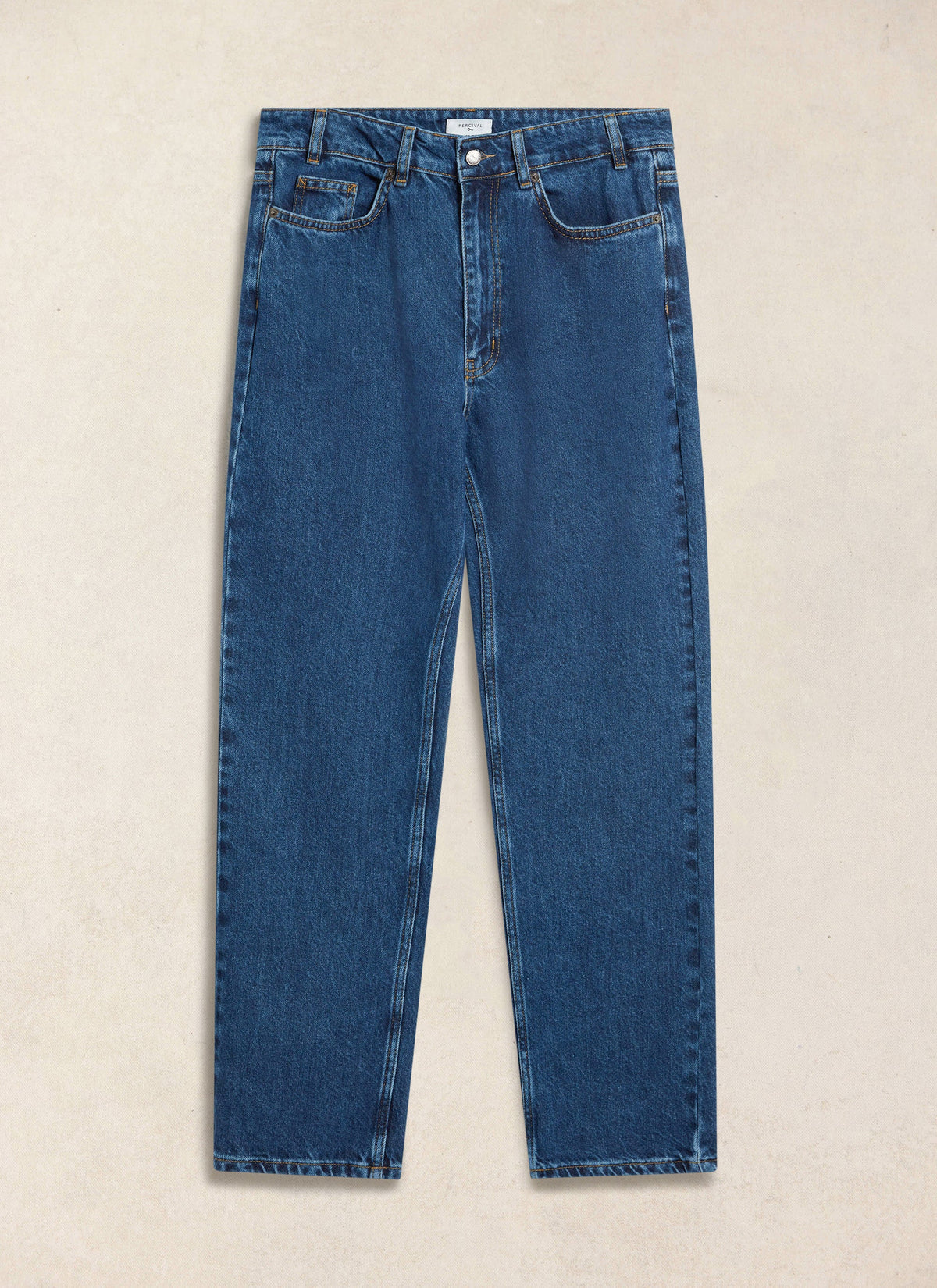 Men's Straight Leg Jeans - Heritage Denim - Cotton - Mid Wash Blue - Percival | Percival Featured
