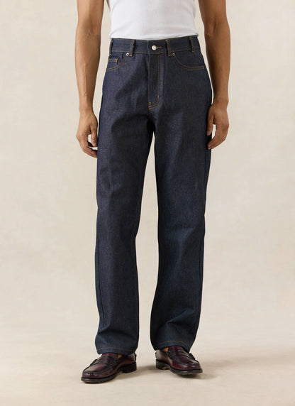Men's Raw Denim Jeans - Straight Leg - Indigo - Cotton - Percival | Percival Exclusive