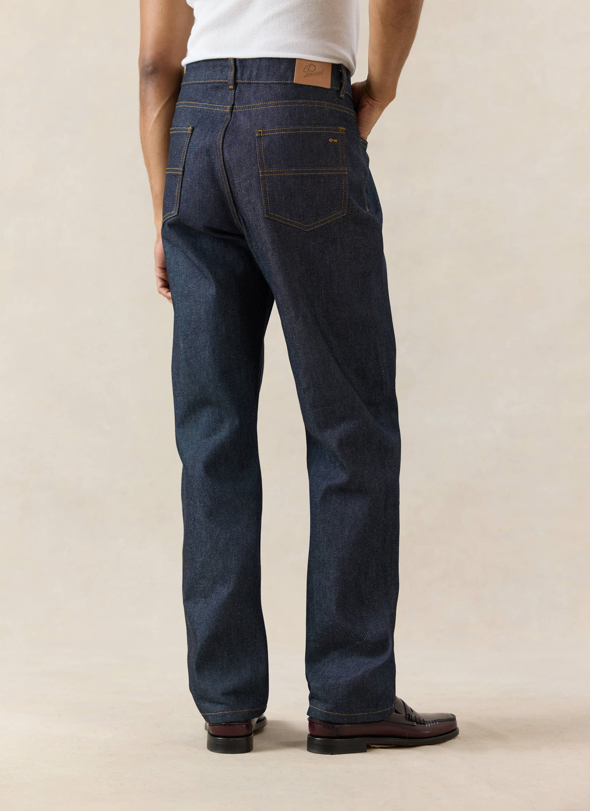 Men's Raw Denim Jeans - Straight Leg - Indigo - Cotton - Percival | Percival Exclusive