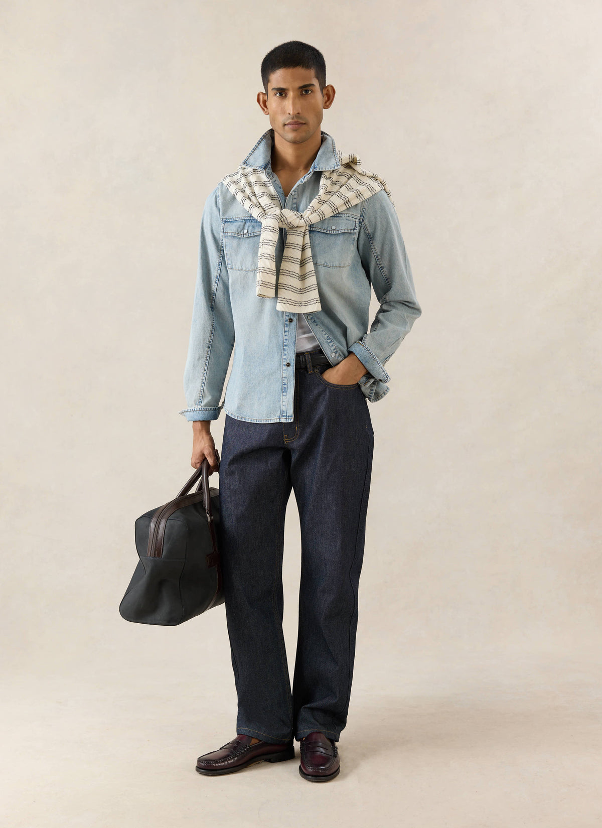 Men's Raw Denim Jeans - Straight Leg - Indigo - Cotton - Percival | Percival Exclusive