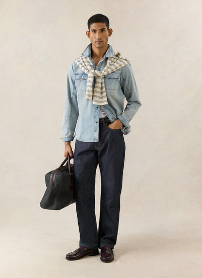 Men's Raw Denim Jeans - Straight Leg - Indigo - Cotton - Percival | Percival Exclusive