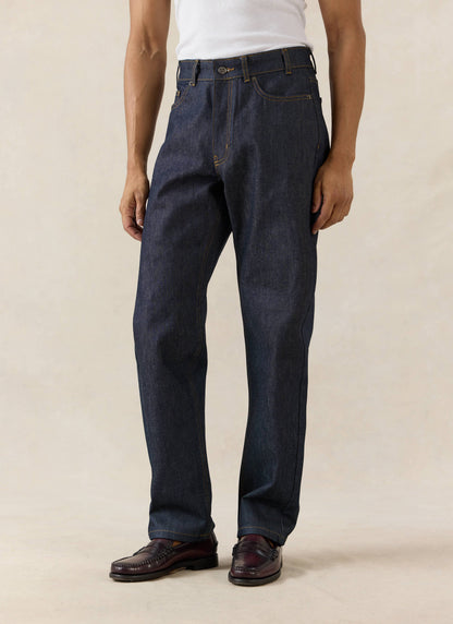 Men's Raw Denim Jeans - Straight Leg - Indigo - Cotton - Percival | Percival Exclusive