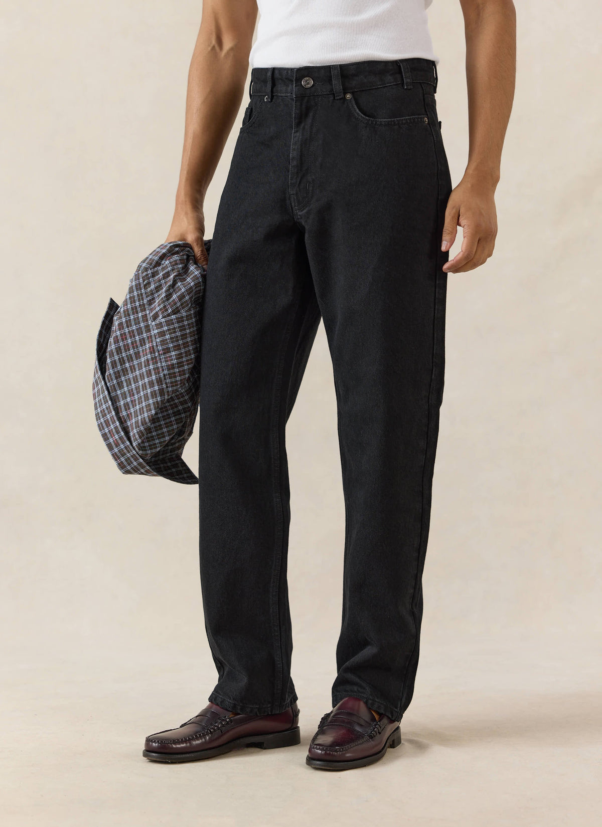 Men's Straight Leg Black Jeans - Heritage Denim - Cotton - Percival | Percival Trending
