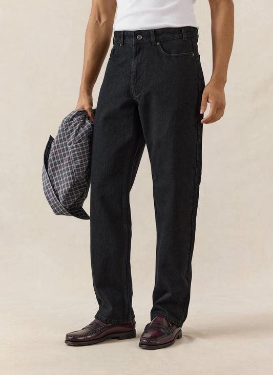 Men's Straight Leg Black Jeans - Heritage Denim - Cotton - Percival | Percival Trending