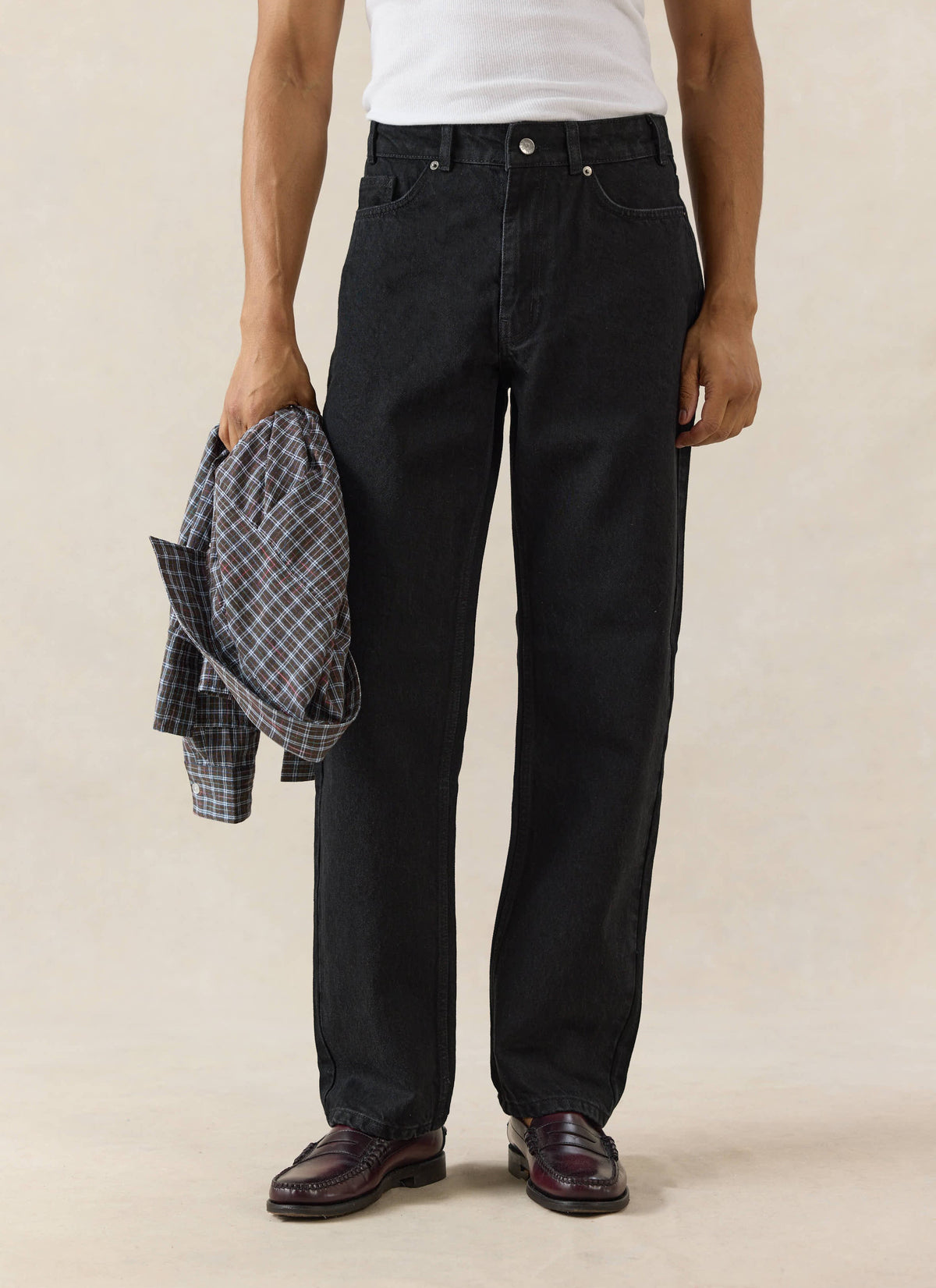 Men's Straight Leg Black Jeans - Heritage Denim - Cotton - Percival | Percival Trending