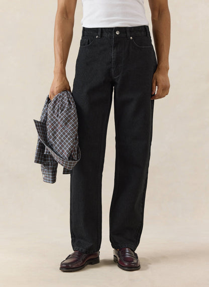Men's Straight Leg Black Jeans - Heritage Denim - Cotton - Percival | Percival Trending