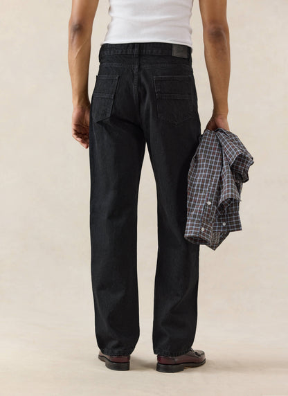 Men's Straight Leg Black Jeans - Heritage Denim - Cotton - Percival | Percival Trending