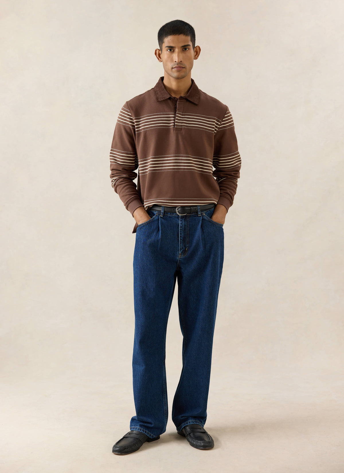 Men's Pleated Denim Jeans - 12oz Mid Wash Blue | Percival Exclusive
