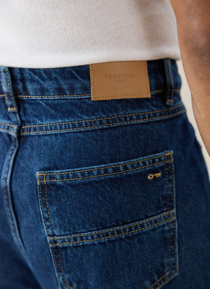 Men's Pleated Denim Jeans - 12oz Mid Wash Blue | Percival Exclusive