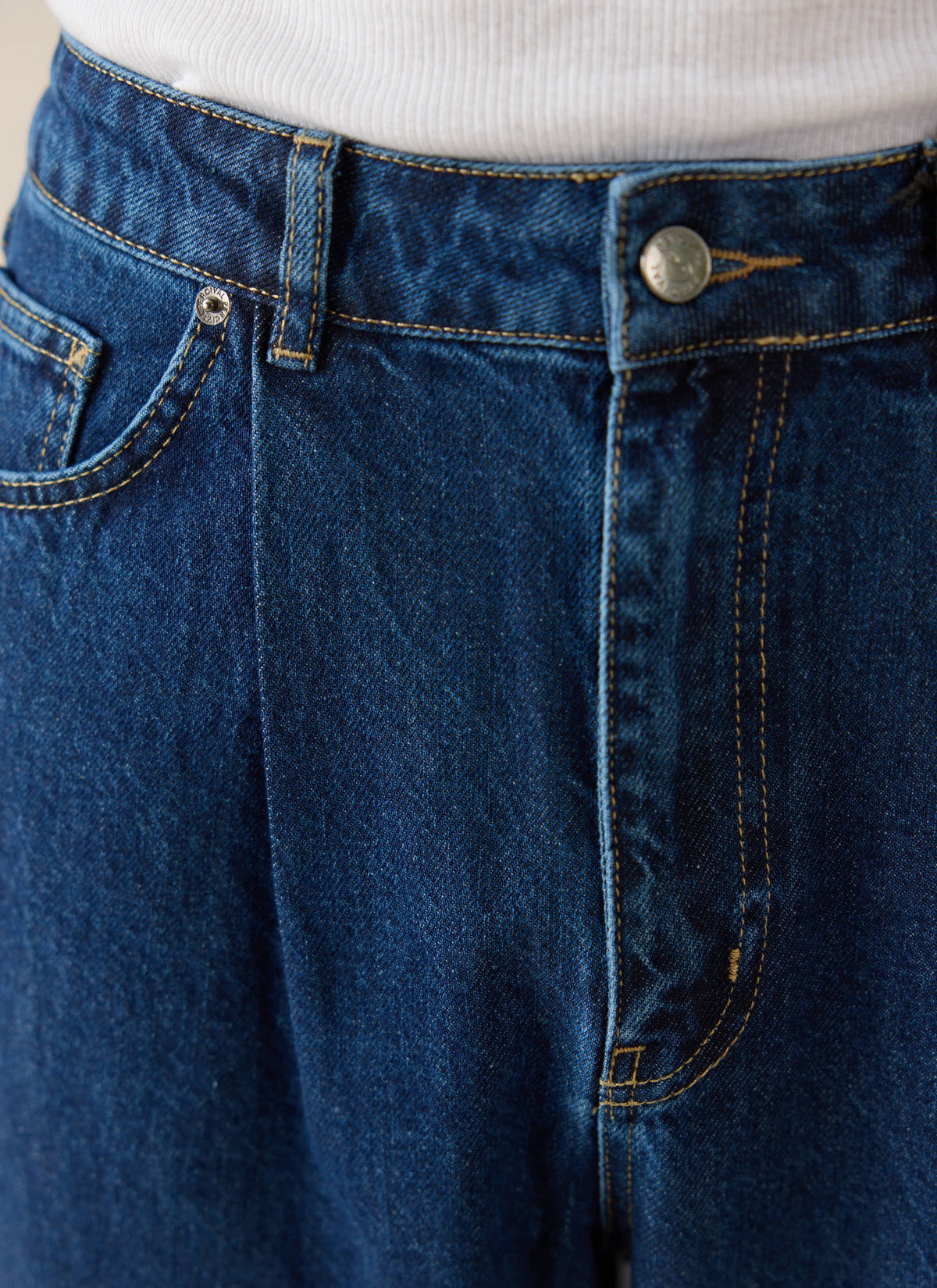 Men's Pleated Denim Jeans - 12oz Mid Wash Blue | Percival Exclusive