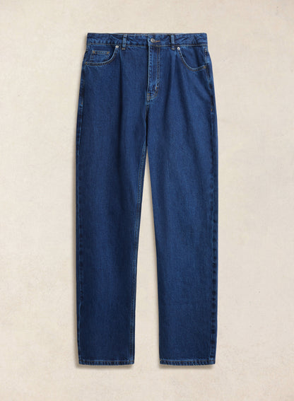 Men's Pleated Denim Jeans - 12oz Mid Wash Blue | Percival Exclusive