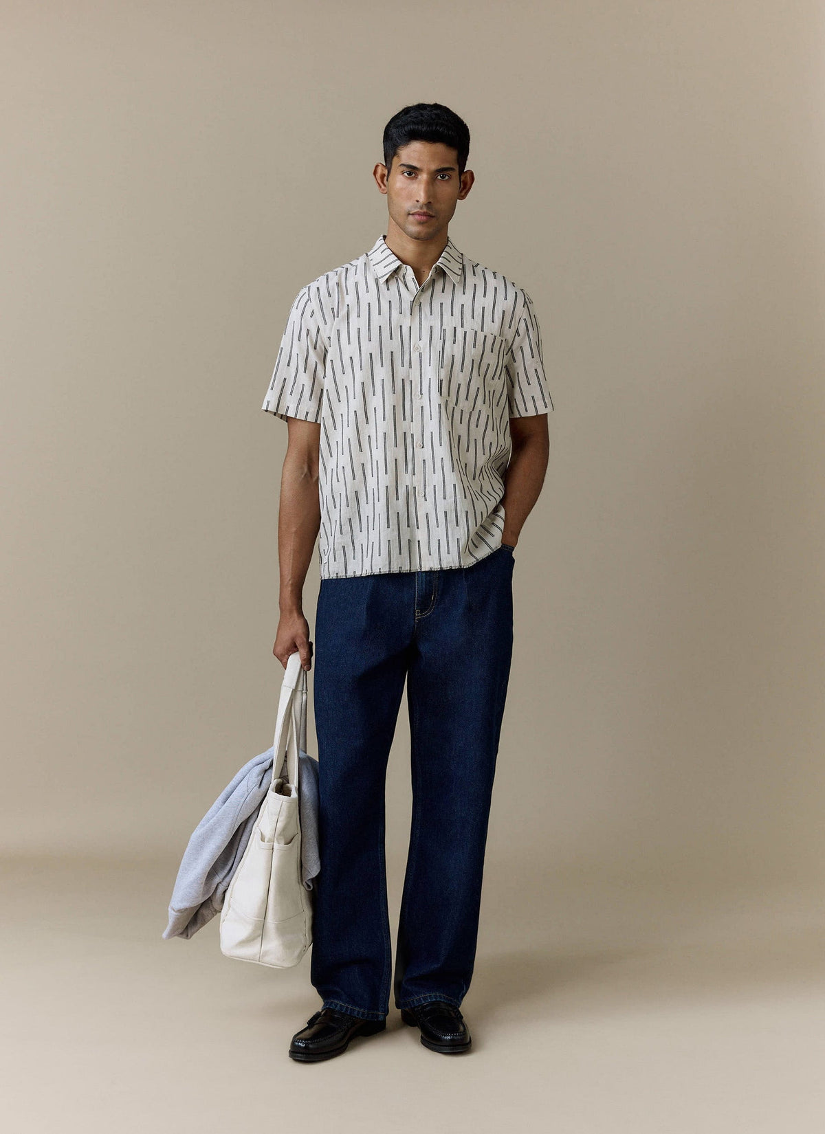Men's Raw Pleated Denim Jeans - 100% Cotton - Dark Indigo Blue | Percival Deals