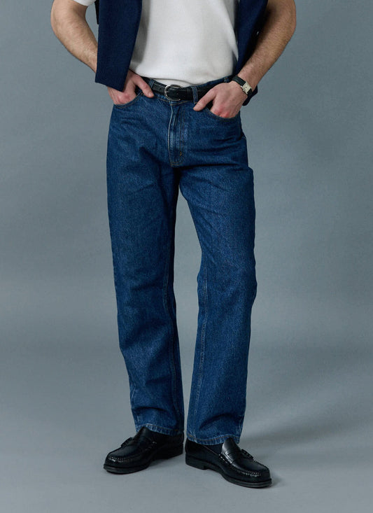 Men's Straight Leg Denim Jeans - BCI Cotton - Mid Wash | Percival Top Pick
