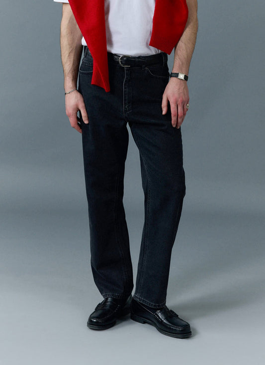 Men's Straight Leg Denim Jeans - BCI Cotton - Black | Percival Premium