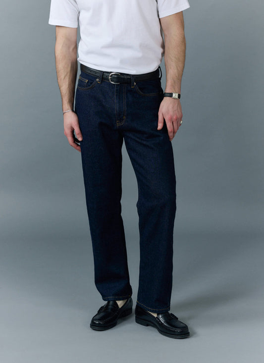 Men's Straight Leg Denim Jeans - BCI Cotton - Indigo Blue | Percival Featured